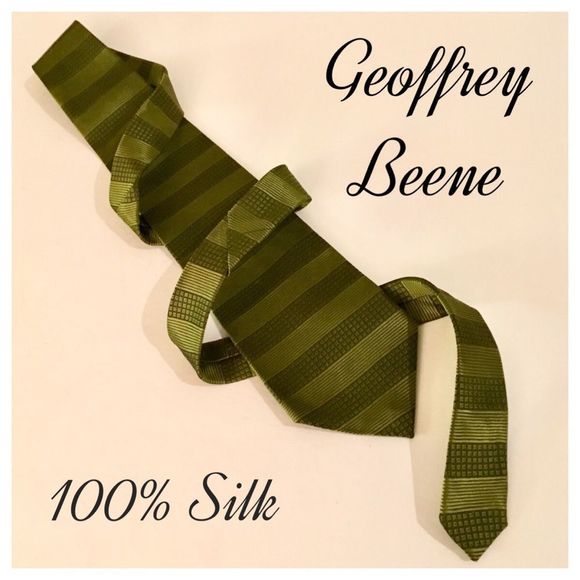 Geoffrey Beene 100% Silk Men’s Moss Green Neck Tie - Picture 1 of 5